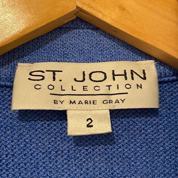 St. John Collection Gold Button Front Blue Dress Size 2 - Picture 5 of 5
